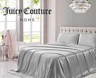 Foto 2 | Foto 2 | Juego De Sábanas Juicy Couture, Satén De Seda, Tamaño King, Gris - Venta Internacional.