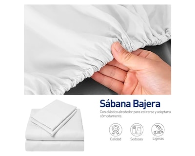 Foto 4 | Foto 4 | Juego de Sábanas King Size Bluelander Blancas 4 Piezas