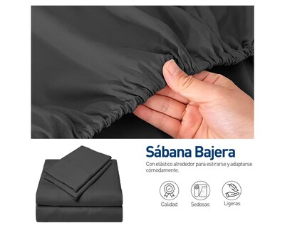 Foto 4 | Foto 4 | Juego de Sábanas King Size Bluelander Negras 4 Piezas