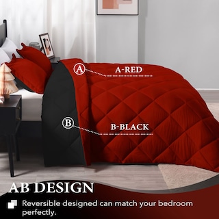 Foto 4 | Foto 4 | Juego de Edredón Downluxe Tamaño King Rojo Y Negro 3 Piezas - Venta Internacional