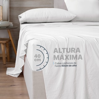 Foto 6 | Foto 6 | Sábana con Acabado Tipo Lino Prelavado Esquimal Queen Size Blanco Ultra Suave