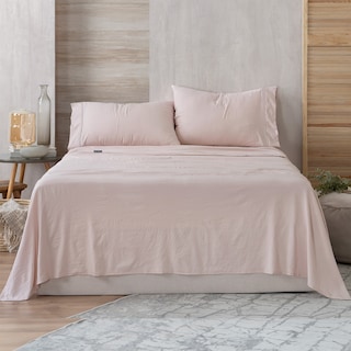 Foto 1 | Foto 1 | Sábana con Acabado Tipo Lino Prelavado Esquimal Queen Size Rosa Claro Ultra Suave