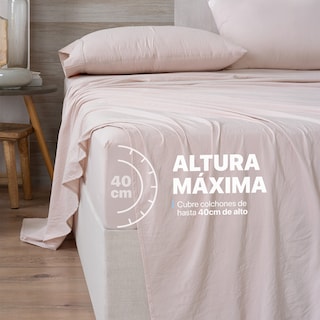 Foto 6 | Foto 6 | Sábana con Acabado Tipo Lino Prelavado Esquimal Queen Size Rosa Claro Ultra Suave