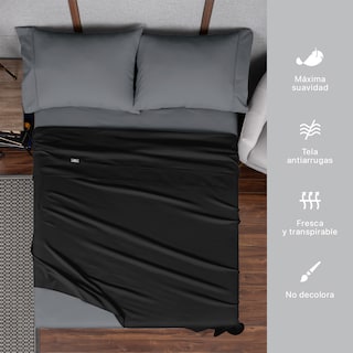 Foto 6 | Foto 6 | Sábanas De Microfibra Dos Colores Real Textil Negro / Gris Oscuro King Size