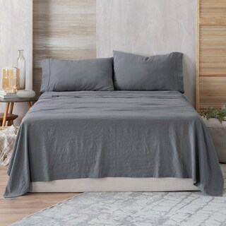 Foto 1 | Foto 1 | Sábana con Acabado Tipo Lino Prelavado Esquimal King Size Gris Ultra Suave