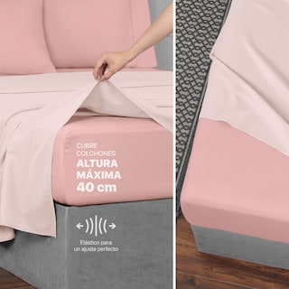 Foto 8 | Foto 8 | Sábanas de Microfibra Dos Colores Real Textil Rosa Claro / Rosa Oscuro Queen Size