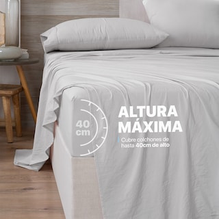 Foto 6 | Foto 6 | Sábana con Acabado Tipo Lino Prelavado Esquimal Queen Size Gris Claro Ultra Suave