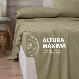 Foto 6 | Foto 6 | Sábana con Acabado Tipo Lino Prelavado Esquimal King Size Verde Ultra Suave