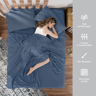 Foto 6 | Foto 6 | Sábana Microfibra Real Textil Azul Marino Individual