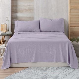 Foto 1 | Foto 1 | Sábana con Acabado Tipo Lino Prelavado Esquimal Queen Size Lila Ultra Suave