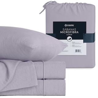 Foto 2 | Foto 2 | Sábana con Acabado Tipo Lino Prelavado Esquimal Queen Size Lila Ultra Suave