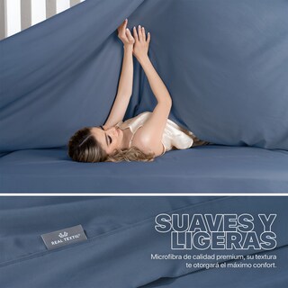 Foto 3 | Foto 3 | Sábana Microfibra Real Textil Azul Marino King Size