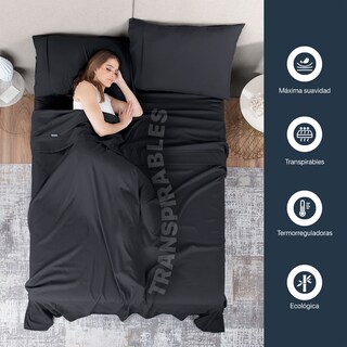 Foto 5 | Foto 5 | Sábana de Bambú Esquimal Queen Size Negro Ultra Suave