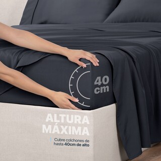 Foto 6 | Foto 6 | Sábana de Bambú Esquimal Queen Size Negro Ultra Suave