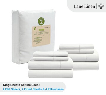 Foto 2 | Foto 2 | Juego De Sábanas Lane Linen, 100% Algodón Orgánico, Tamaño King (paquete De 2) - Venta Internacional.