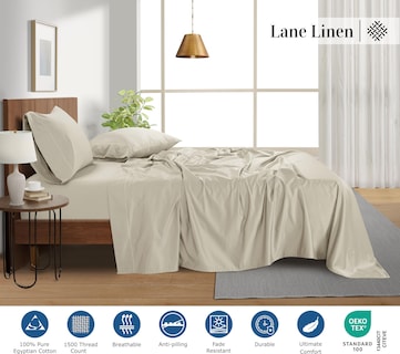 Foto 4 | Foto 4 | Juego De Sábanas Lane Linen, 100% Algodón Egipcio, 1500 Hilos, Color Marfil - Venta Internacional.