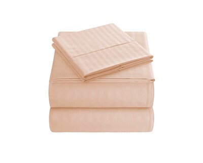 Foto 1 | Foto 1 | Juego De Sabanas Hipoalergénicas Matrimoniales 4 Piezas Rayas Beige Bluelander