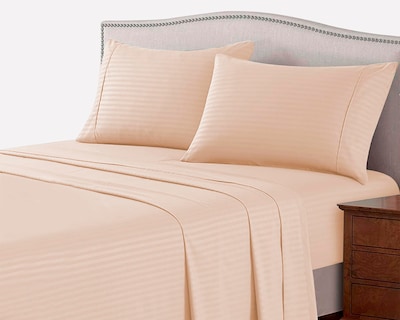 Foto 3 | Foto 3 | Juego De Sabanas Hipoalergénicas Matrimoniales 4 Piezas Rayas Beige Bluelander