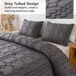 Foto 2 | Foto 2 | Juego De Edredón Andency Tufted Queen De Color Gris Oscuro Con 2 Fundas De Almohada - Venta Internacional.