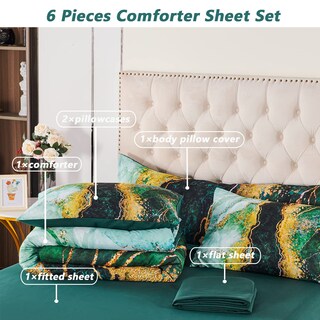 Foto 3 | Foto 3 | Juego De Edredón Perfemet Con Estampado De Mármol Verde, Tamaño King, 6 Unidades - Venta Internacional.