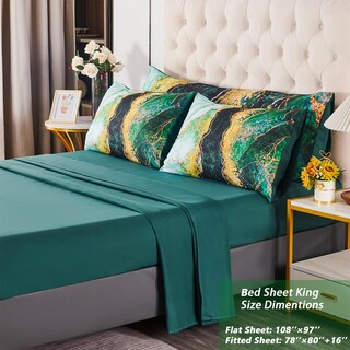 Foto 5 | Foto 5 | Juego De Edredón Perfemet Con Estampado De Mármol Verde, Tamaño King, 6 Unidades - Venta Internacional.