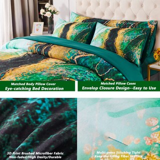 Foto 6 | Foto 6 | Juego De Edredón Perfemet Con Estampado De Mármol Verde, Tamaño King, 6 Unidades - Venta Internacional.