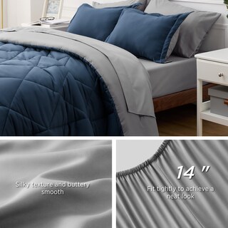Foto 5 | Foto 5 | Juego De Edredón Bedsure Azul Marino Tamaño King, 7 Piezas Reversibles - Venta Internacional.