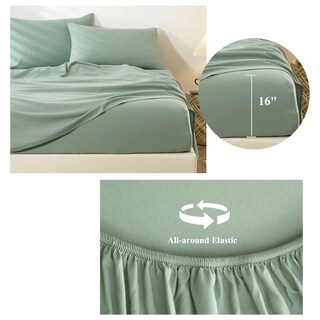Foto 3 | Foto 3 | Juego De Sábanas Highbuy Para Cama Tamaño Queen Size, Color Verde Salvia, 4 Piezas - Venta Internacional.