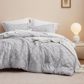 Foto 1 | Foto 1 | Juego de Edredón Bedsure Boho Queen Gris Claro con Mechones Estilo Shabby - Venta Internacional