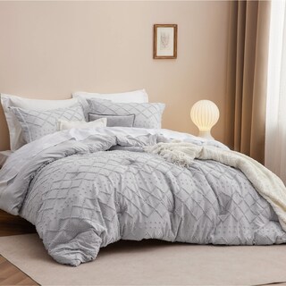 Foto 2 | Foto 2 | Juego de Edredón Bedsure Boho Queen Gris Claro con Mechones Estilo Shabby - Venta Internacional