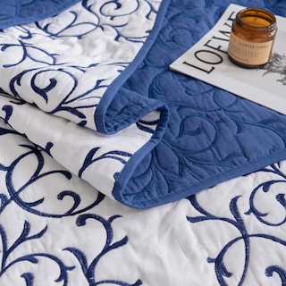 Foto 5 | Foto 5 | Juego King Blue Quilt Mixinni 3 Piezas Bordado Reversible - Venta Internacional