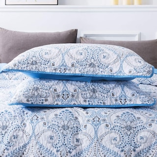 Foto 5 | Foto 5 | Juego De Colchas Newlake De Algodón Reversible, Color Azul Queen - Venta Internacional.