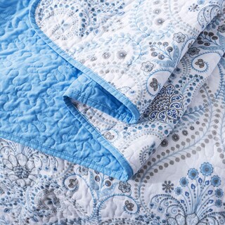 Foto 6 | Foto 6 | Juego De Colchas Newlake De Algodón Reversible, Color Azul Queen - Venta Internacional.