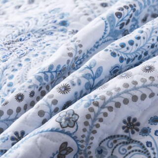 Foto 7 | Foto 7 | Juego De Colchas Newlake De Algodón Reversible, Color Azul Queen - Venta Internacional.