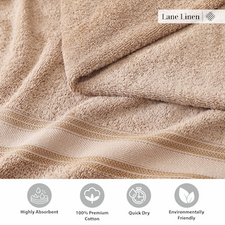 Foto 6 | Foto 6 | Juego De Toallas De Baño Lane Linen, 100% Algodón, Extra Grandes, Color Topo, 4 Unidades - Venta Internacional.