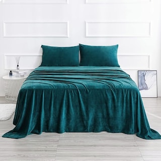 Foto 3 | Foto 3 | Juego De Sabanas Polar Invernales Suaves Y Cálidas Para Las Noches Frías Matrimonial Verde Petróleo Kyuden Home