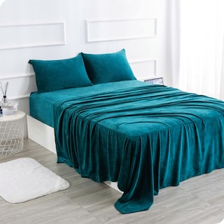 Foto 4 | Foto 4 | Juego De Sabanas Polar Invernales Suaves Y Cálidas Para Las Noches Frías Individual Verde Petróleo Kyuden Home