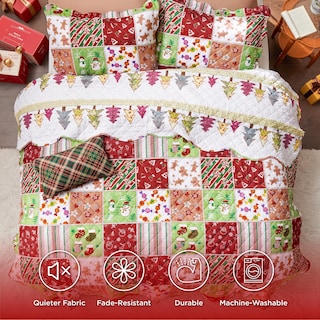 Foto 6 | Foto 6 | Juego de Colcha Bedsure Christmas Queen Size Rojo con 3 Piezas - Venta Internacional