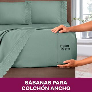 Foto 5 | Foto 5 | Juego De Sábana Matrimonial Olivo Bordada Suave Al Tacto
