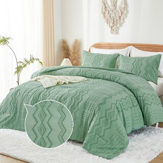 Foto 2 | Foto 2 | Juego De Edredón Wongs Bedding Con Mechones De Color Verde Salvia, Tamaño Queen, 3 Piezas - Venta Internacional.