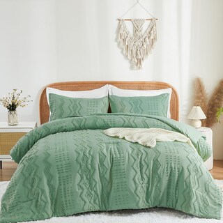 Foto 3 | Foto 3 | Juego De Edredón Wongs Bedding Con Mechones De Color Verde Salvia, Tamaño Queen, 3 Piezas - Venta Internacional.