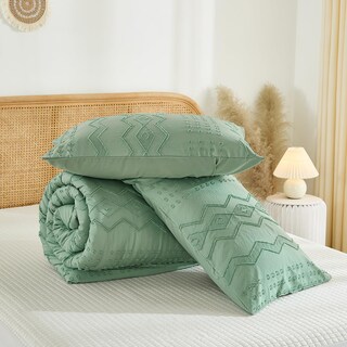 Foto 6 | Foto 6 | Juego De Edredón Wongs Bedding Con Mechones De Color Verde Salvia, Tamaño Queen, 3 Piezas - Venta Internacional.