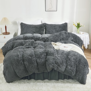 Foto 1 | Foto 1 | Edredón King Size Annadaif Plush Shaggy Gris Oscuro- Venta Internacional