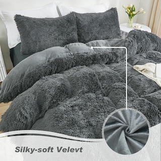 Foto 3 | Foto 3 | Edredón King Size Annadaif Plush Shaggy Gris Oscuro- Venta Internacional