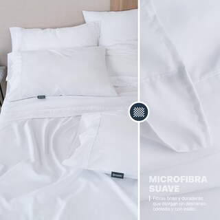 Foto 5 | Foto 5 | Juego De Sábanas De Microfibra Esquimal Blanco Queen Size + 4 Fundas De Almohada