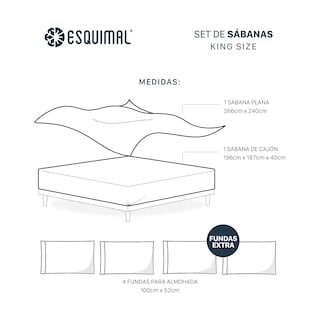 Foto 4 | Foto 4 | Juego De Sábanas De Microfibra Esquimal Khaki-marfil King Size + 4 Fundas De Almohada
