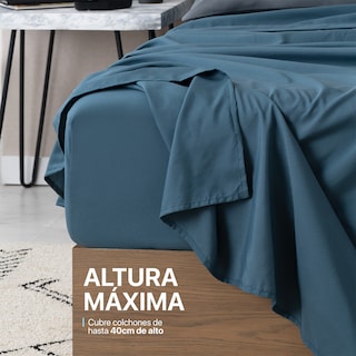 Foto 7 | Foto 7 | Juego De Sábanas De Microfibra Esquimal Azul Marino-gris Individual + 2 Fundas De Almohada