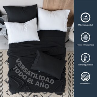 Foto 6 | Foto 6 | Juego De Sábanas De Microfibra Esquimal Negro-blanco King Size + 4 Fundas De Almohada
