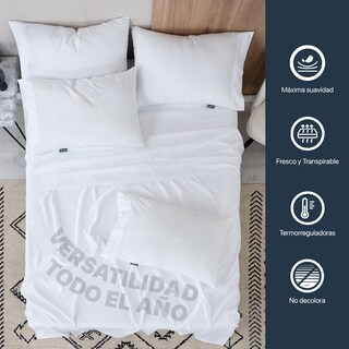 Foto 6 | Foto 6 | Juego De Sábanas De Microfibra Esquimal Blanco Individual + 2 Fundas De Almohada