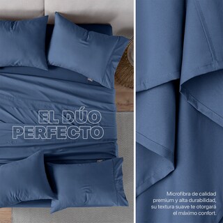 Foto 7 | Foto 7 | Paquete De 2 Juegos De Sábanas De Microfibra Real Textil Azul Queen Size